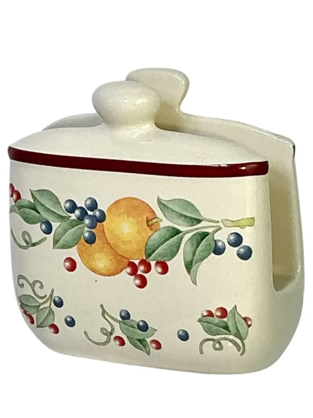 Vintage Spoon Rest Napkin Holder Corelle Coordinates ABUNDANCE Fruit Jay Import